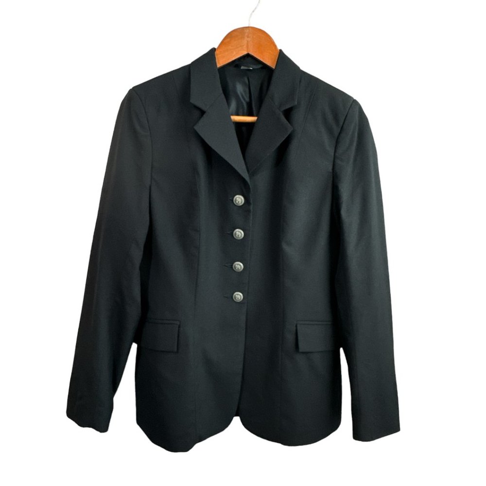 Platinum Breeches Equestrian Dressage Show Coat 100% Wool Black Womens size 10